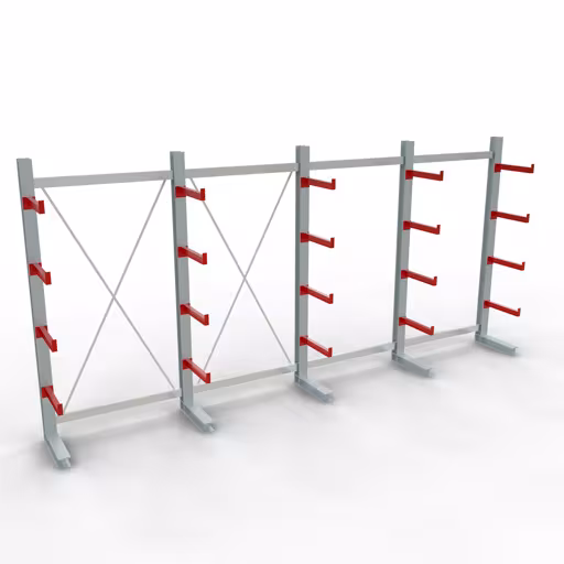 K 3000 compleet legbord, eenzijdig, 2500 x 5200 x 500 mm, RAL 7001 / RAL 3000, 5 opslagniveaus, K3000 voor middelzware goederen, art.nr. 27710