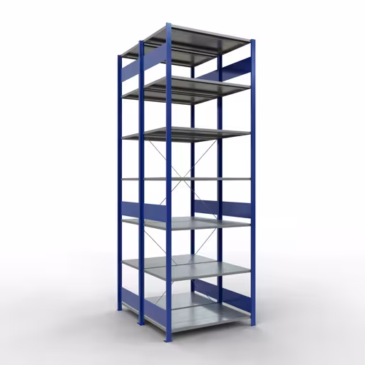 Basisplank, dubbele plank, rekkensysteem MULTIplus150, 3000 x 1000 x (2x1200) mm, 2x7 planken, kruisschoor, RAL 5010 gentiaanblauw van Schulte Lagertechnik uit de categorie rekken