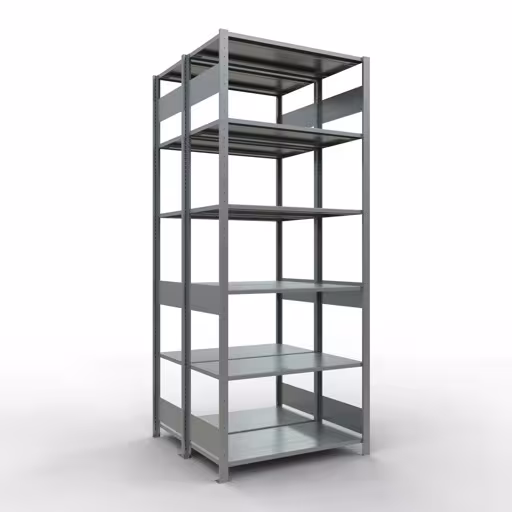 Afbeelding nr. 16 van het artikel basisrek, dubbel legbord, legbordinsteeksysteem MULTIplus150, 2500 x 1000 x (2x500) mm, 2x6 legborden, lengtestangen, verzinkt uit de productgroep legbordstellingen van Schulte Lagertechnik