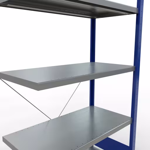 Afbeelding nr. 14 van het artikel aanbouwrekken, legbordstellingen, insteeksysteem MULTIplus330, 2000 x 1000 x 500 mm, 5 legborden, kruisschoor, RAL 5010 gentiaanblauw/verzinkt uit de productgroep insteeksysteem van Schulte Lagertechnik.