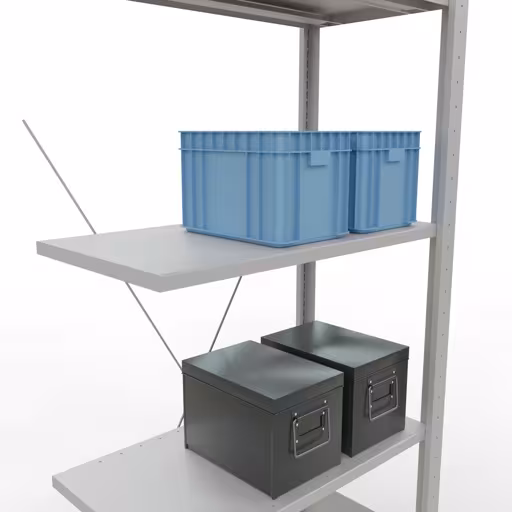 Aanbouwrek, stelling, insteeksysteem MULTIplus150, 2000 x 750 x 400 mm, 5 legborden, RAL 7035 lichtgrijs van het merk Schulte Lagertechnik uit het assortiment insteeksysteem