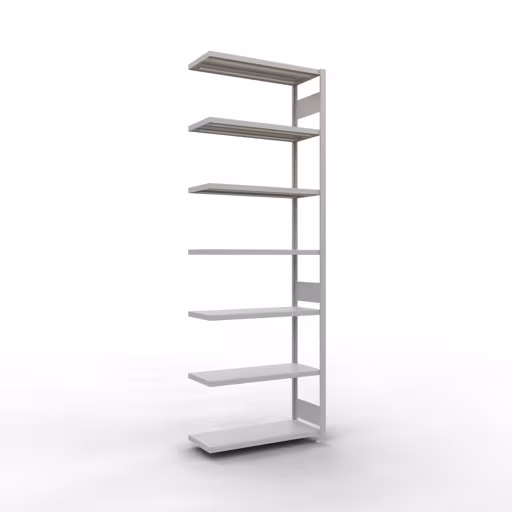 Aanbouwrekken, rekken, insteeksysteem MULTIplus330, 3000 x 1000 x 400 mm (HxBxD), 7 planken, lengtestangen, RAL 7035 lichtgrijs van Schulte Lagertechnik Aanbouwrekken, legbordstellingen, insteeksysteem MULTIplus330, 3000 x 1000 x 400 mm (HxBxD), 7 legborden, lengtebalk, RAL 7035 lichtgrijs, aanbouwplank, art.nr. 33847-LR