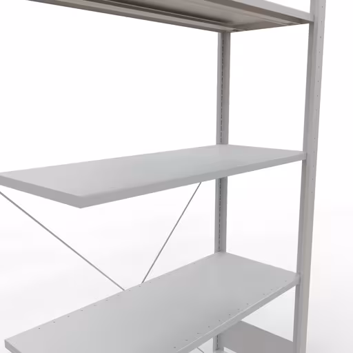 Productafbeelding nr. 12 van het artikel Aanbouwrekken, legbordstellingen, insteeksysteem MULTIplus85, 2000 x 1000 x 400 mm (HxBxD), 5 legborden, kruisschoor, RAL 7035 lichtgrijs Figuur nr. 12 van het artikel aanbouwrekken, legbord-insteeksysteem MULTIplus85, 2000 x 1000 x 400 mm, 5 legborden, RAL 7035 lichtgrijs uit de productgroep insteeksysteem van het merk Schulte Lagertechnik.