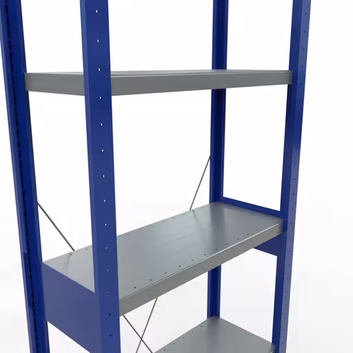 Basisplank, legplank, insteeksysteem MULTIplus250, 2500 x 750 x 300 mm, 6 legborden, RAL 5010 gentiaanblauw/verzinkt/verzinkt van Schulte Lagertechnik uit de categorie insteeksystemen