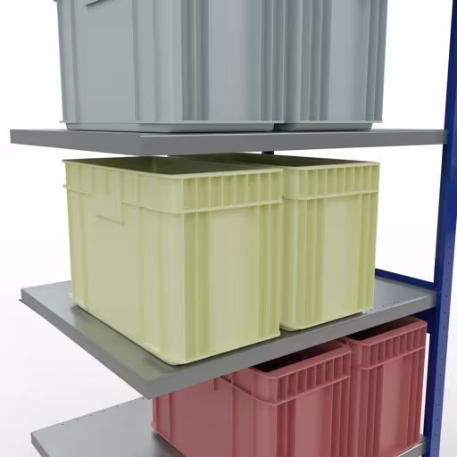 Productafbeelding nr. 8 van het artikel aanbouwrekken, stellingrekken, insteeksysteem MULTIplus250, 2500 x 1000 x 800 mm, 6 legborden, kruisschoor, RAL 5010 gentiaanblauw/verzinkt uit het insteeksysteem assortiment van het merk Schulte Lagertechnik