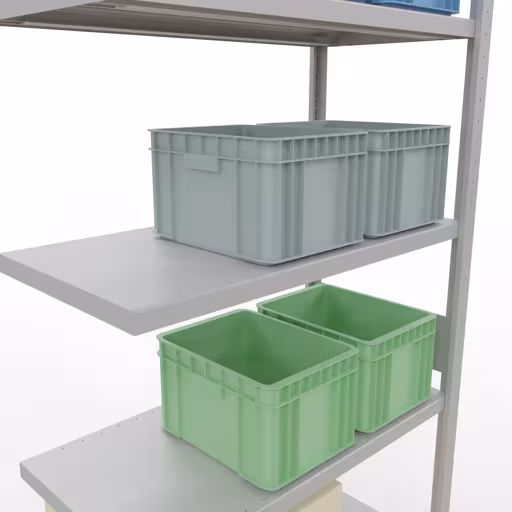 Productafbeelding nr. 15 van het artikel Aanbouwrekken, legbordstellingen, insteeksysteem MULTIplus330, 3000 x 1000 x 500 mm (HxBxD), 7 legborden, lengtestangen, RAL 7035 lichtgrijs Figuur nr. 15 van het artikel aanbouwrekken, legbordstellingen, insteeksysteem MULTIplus330, 3000 x 1000 x 500 mm, 7 legborden, lengtestangen, RAL 7035 lichtgrijs uit de insteeksysteem productgroep van Schulte Lagertechnik.