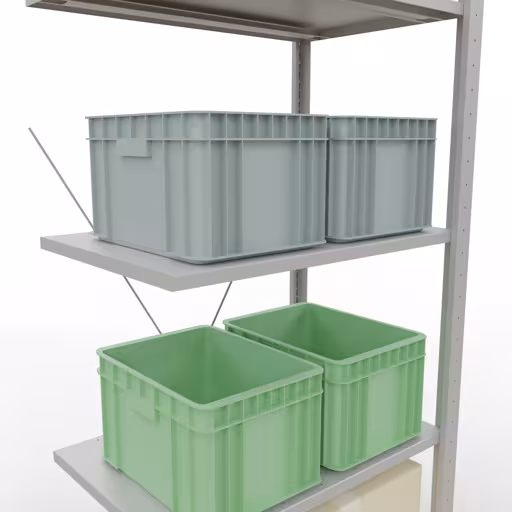 Productafbeelding nr. 8 van het artikel aanbouwplank, legbord, insteeksysteem MULTIplus150, 2000 x 750 x 500 mm, 5 legborden, RAL 7035 lichtgrijs uit het insteeksysteem-assortiment van Schulte Lagertechnik