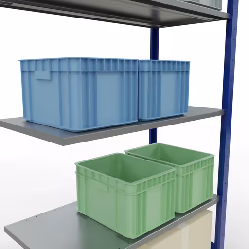 Productafbeelding nr. 15 van het artikel Aanbouwrekken, legbordstellingen, insteeksysteem MULTIplus85, 2000 x 1000 x 500 mm (HxBxD), 5 legborden, lengtestangen, RAL 5010 gentiaanblauw Figuur nr. 15 van het artikel aanbouwrekken, legbord-insteeksysteem MULTIplus85, 2000 x 1000 x 500 mm, 5 legborden, RAL 5010 gentiaanblauw uit de productgroep insteeksysteem van het merk Schulte Lagertechnik.