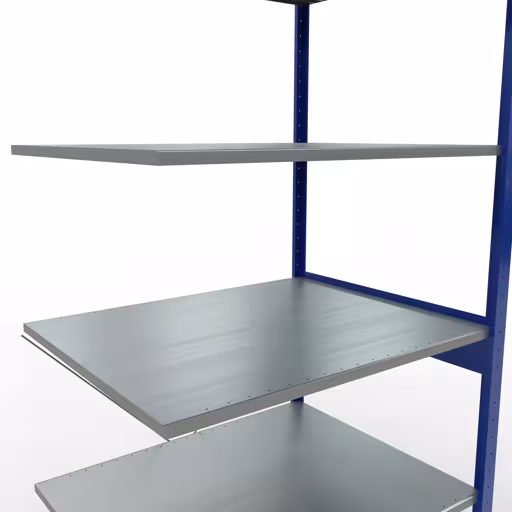 Aanbouwrekken, legborden, insteeksysteem MULTIplus150, 2500 x 1000 x 800 mm (HxBxD), 6 legborden, kruisschoor, RAL 5010/verzinkt met artikelnr. 12586-B Aanbouwrekken, rekken, insteeksysteem MULTIplus150, 2500 x 1000 x 800 mm, 6 legborden, RAL 5010/verzinkt van Schulte Lagertechnik uit de categorie insteeksystemen