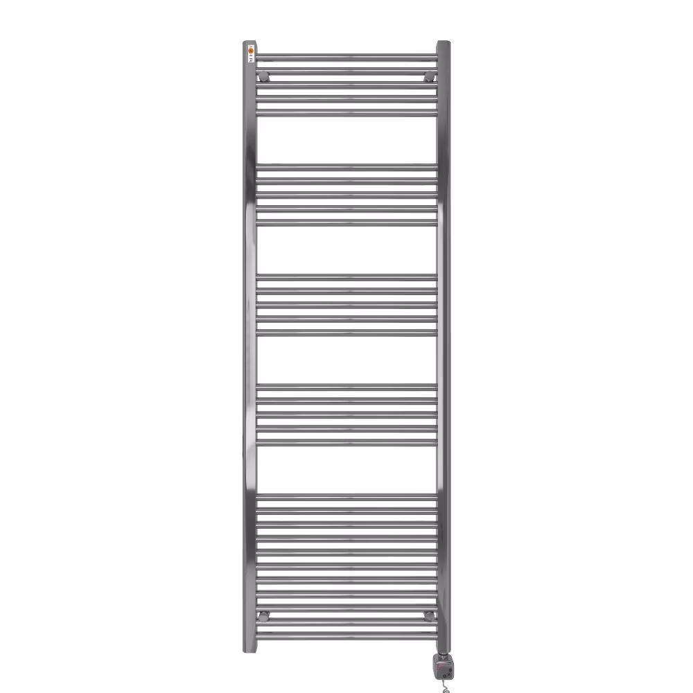 MERT elektrische badkamer radiator, verchroomd, recht, 600x1200 mm met MERT KMX1 regelaar met 400 watt verwarmingselement