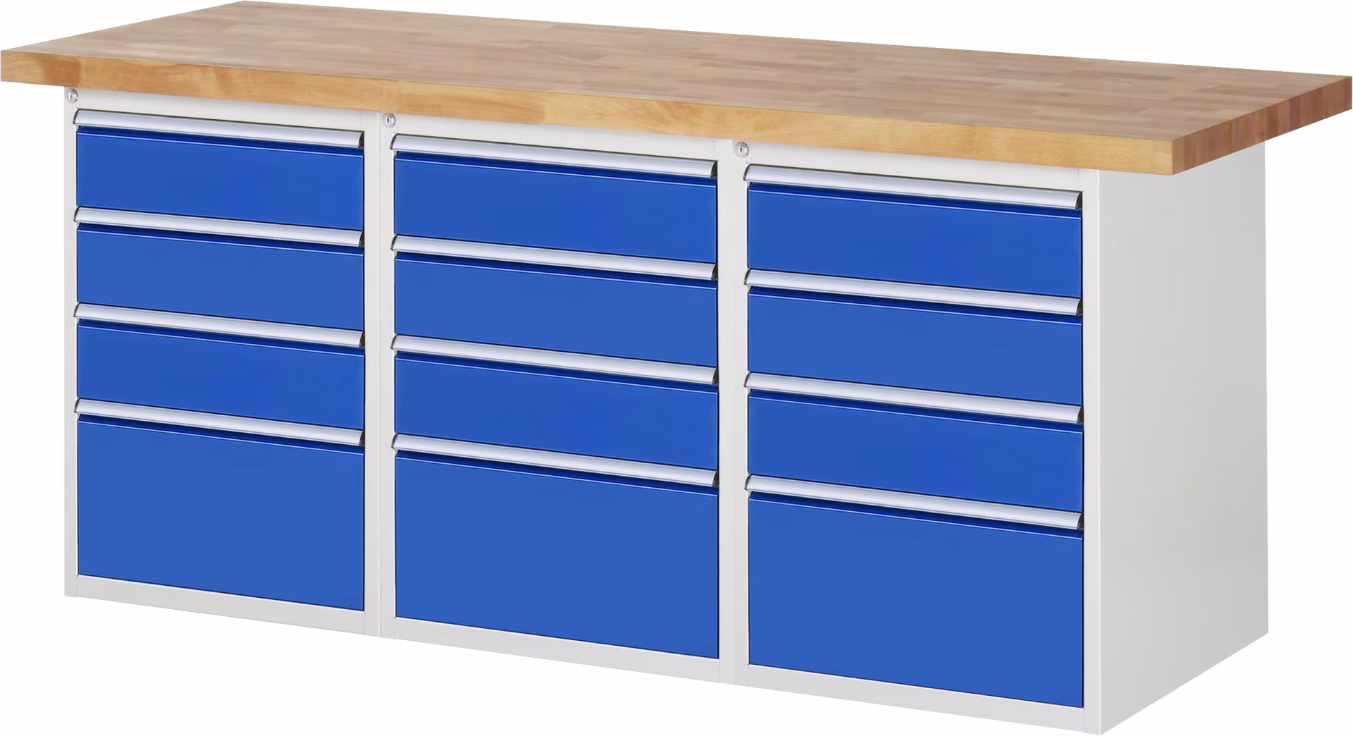 Werkbank 7510A4, B2000xD700xH890mm, 12x laden, gedeeltelijk uitschuifbaar uit de categorie Werkbanken met het artikelnummer 03-7510A4-207B4M.11