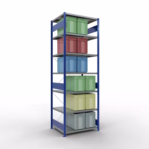 Figuur nr. 14 van het artikel basisrek, legbord, insteeksysteem MULTIplus330, 3000 x 1000 x 800 mm, 7 legborden, kruisschoor, RAL 5010 gentiaanblauw/verzinkt uit de insteeksysteem productgroep van Schulte Lagertechnik.