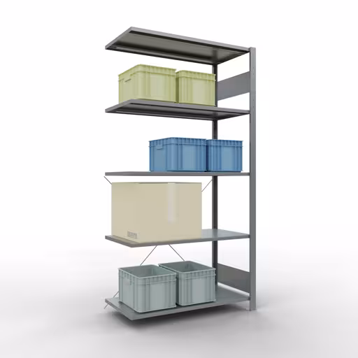 Afbeelding nr. 12 van het artikel aanbouwrekken, legbordstellingen, insteeksysteem MULTIplus85, 2000 x 1000 x 500 mm, 5 legborden, verzinkt uit de productgroep insteeksysteem van Schulte Lagertechnik
