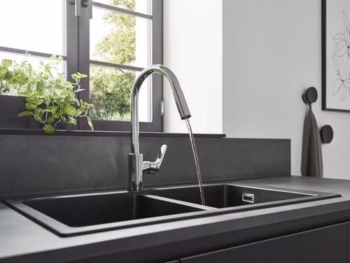Hansgrohe ééngreeps keukenmengkraan 240 FOCUS DN 15, met uittrekbare vuistdouche chroom