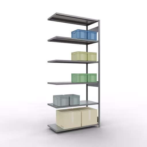 Productafbeelding nr. 13 van het artikel Aanbouwrekken, legbordstellingen, insteeksysteem MULTIplus250, 3000 x 1300 x 600 mm (HxBxD), 7 legborden, lengtestangen, verzinkt Figuur nr. 13 van het artikel aanbouwrekken, legbordstellingen, insteeksysteem MULTIplus250, 3000 x 1300 x 600 mm, 7 legborden, lengtestangen, verzinkt uit de insteeksysteem productgroep van Schulte Lagertechnik.