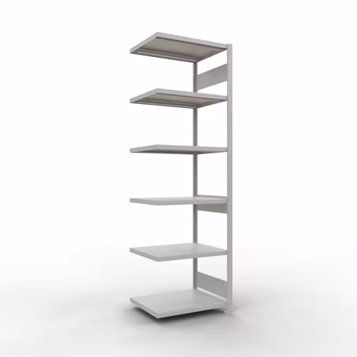 Aanbouwrekken, rekken, insteeksysteem MULTIplus250, 2500 x 750 x 600 mm (HxBxD), 6 planken, lengtestangen, RAL 7035 lichtgrijs van Schulte Lagertechnik Aanbouwrekken, rekken, insteeksysteem MULTIplus250, 2500 x 750 x 600 mm (HxBxD), 6 legborden, lengtebalk, RAL 7035 lichtgrijs, aanbouwplank, art.nr. 32866-75-LR