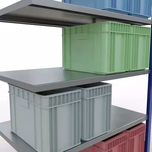 Productafbeelding nr. 14 van het artikel Aanbouwrekken, legbordstellingen, insteeksysteem MULTIplus250, 2000 x 1300 x 800 mm (HxBxD), 5 legborden, lengtestangen, RAL 5010 gentiaanblauw/verzinkt Afbeelding nr. 14 van het artikel aanbouwrekken, legbordstellingen, insteeksysteem MULTIplus250, 2000 x 1300 x 800 mm, 5 legborden, lengtestangen, RAL 5010 gentiaanblauw/verzinkt uit de productgroep insteeksysteem van Schulte Lagertechnik.