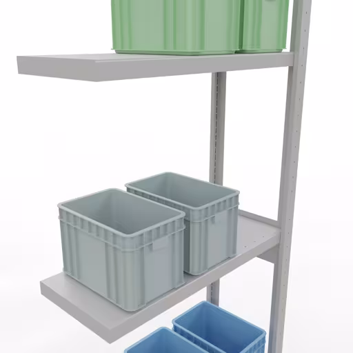 Figuur nr. 15 van het artikel aanbouwrekken, legbordstellingen, insteeksysteem MULTIplus250, 3000 x 750 x 300 mm, 7 legborden, lengtestangen, RAL 7035 lichtgrijs uit de insteeksysteem productgroep van Schulte Lagertechnik.