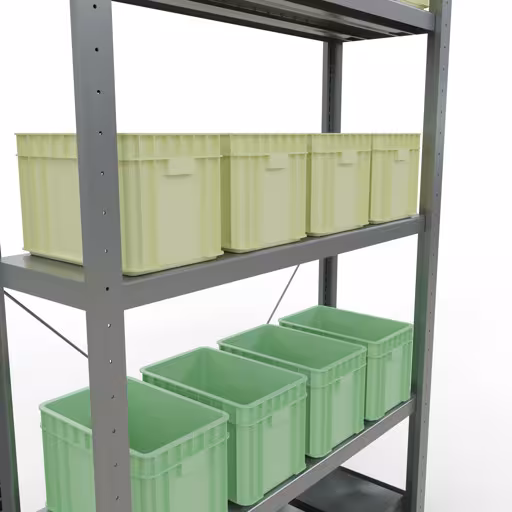 Andere weergave van het artikel basisplank, legbord, insteeksysteem MULTIplus250, 2000 x 1000 x 300 mm, 5 legborden, kruisschoor, verzinkt uit de categorie insteeksysteem