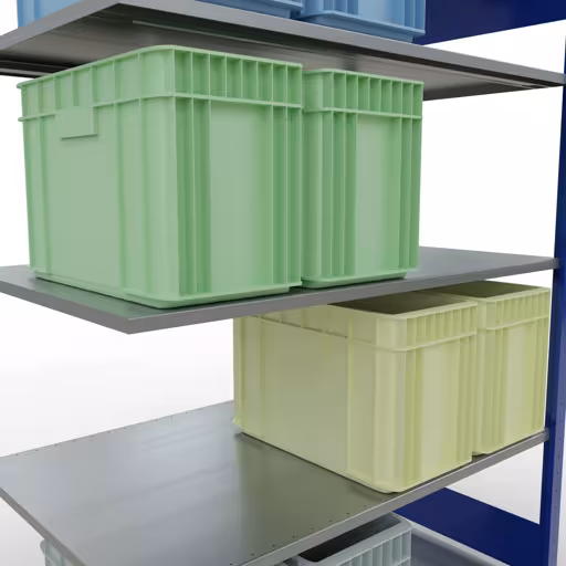 Productafbeelding nr. 13 van het artikel aanbouwplank, legbord, insteeksysteem MULTIplus150, 2000 x 1300 x 800 mm, 5 legborden, RAL 5010 gentiaanblauw/verzinkt uit het insteeksysteem assortiment van het merk Schulte Lagertechnik