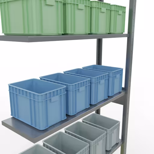 Aanbouwrekken, rekken, insteeksysteem MULTIplus150, 2500 x 1000 x 300 mm, 6 legborden, lengtestangen, verzinkt van Schulte Lagertechnik uit de categorie insteeksystemen