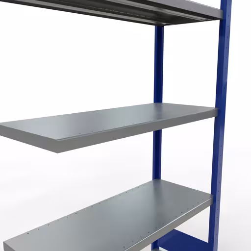 Afbeelding nr. 14 van het artikel aanbouwrekken, legbordstellingen, insteeksysteem MULTIplus250, 2000 x 1000 x 400 mm, 5 legborden, lengtestangen, RAL 5010 gentiaanblauw/verzinkt uit de productgroep insteeksysteem van Schulte Lagertechnik.