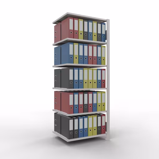 Aanbouwrekken, kantoorrekken, insteeksysteem MULTIplus150, 2000 x 750 x 600 mm, 6 planken, lengtestangen, zonder middenaanslag, lichtgrijs van Schulte Lagertechnik uit het assortiment kantoorrekken