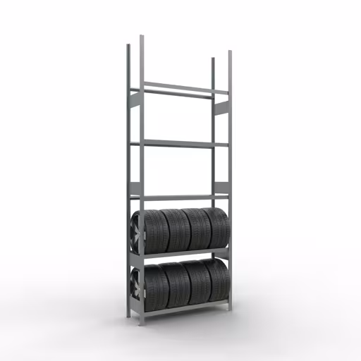 Basisrek, wielen-/bandenrek, 3500 x 1300 x 400 mm, verzinkt, 5 opslagniveaus met 150 kg vakbelasting per niveau van het merk Schulte Lagertechnik uit het assortiment stellingstellingen