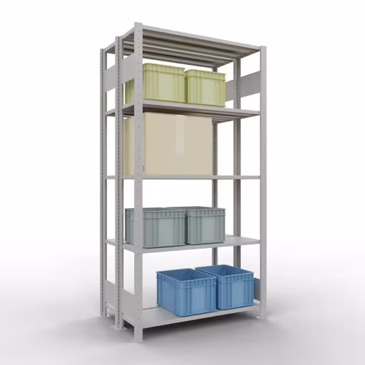 Productafbeelding nr. 13 van het artikel basisplank, dubbele plank, legbord, insteeksysteem MULTIplus150, 2000 x 1000 x (2x300) mm, 2x5 legborden, RAL 7035 lichtgrijs uit het assortiment legborden van Schulte Lagertechnik