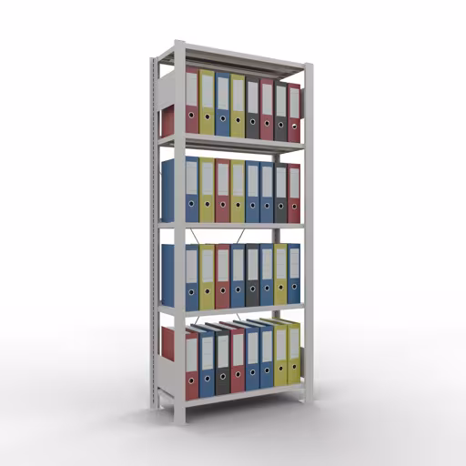 , kantoorrekkensysteem MULTIplus85, 1800 x 750 x 300 mm, 5 legborden, met stoplijst, lichtgrijs van Schulte Lagertechnik uit het assortiment kantoorrekken