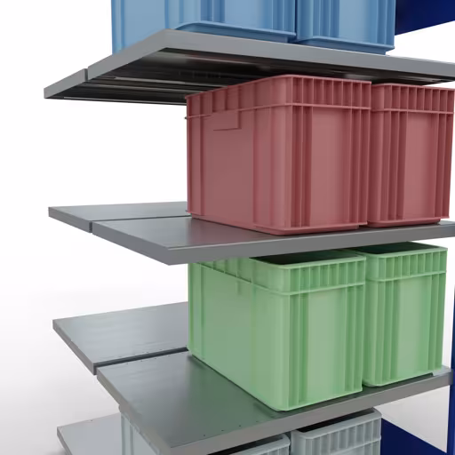 Productafbeelding nr. 16 van het artikel aanbouwplank, dubbele plank, legplank, insteeksysteem MULTIplus250, 2000 x 1000 x (2x600) mm, 2x5 legborden, RAL 5010 gentiaanblauw uit het assortiment legplanken van het merk Schulte Lagertechnik