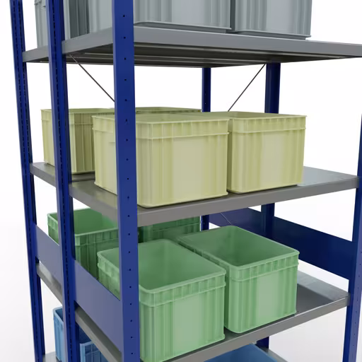 Figuur nr. 13 van het artikel basisplank, dubbele plank, legplank-insteeksysteem MULTIplus250, 3000 x 1000 x (2x500) mm, 2x7 legborden, kruisschoor, gentiaanblauw uit de productgroep stellingrekken van Schulte Lagertechnik.
