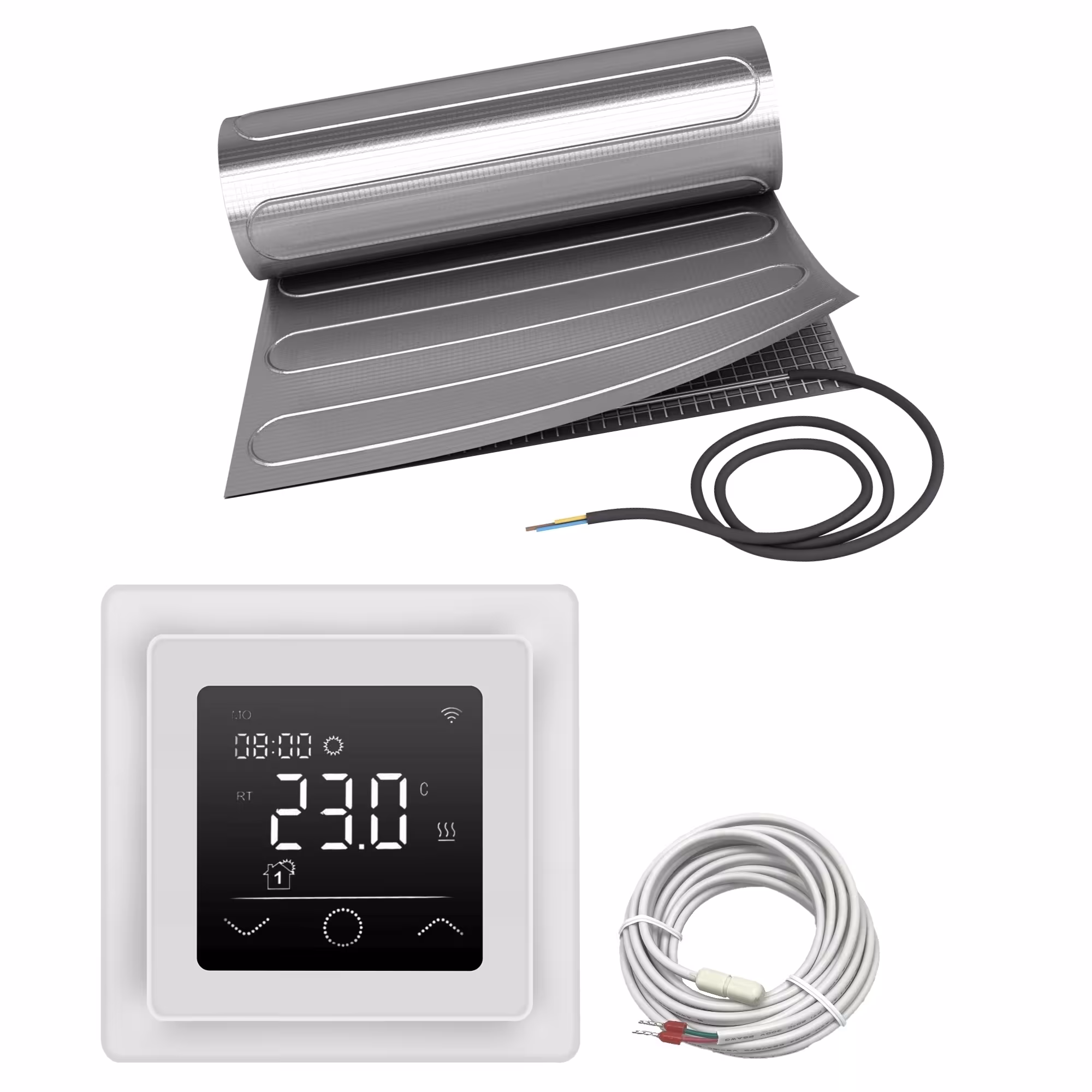 ALU elektrische laminaat vloerverwarming | Set met verwarmingsmat en WiFi controller Touch van HoWaTech uit de categorie elektrische vloerverwarming