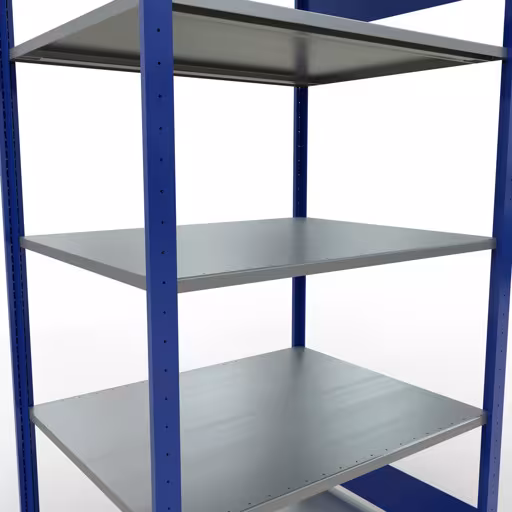 Extra afbeelding van het artikel Basisplank, legbord, insteeksysteem MULTIplus150, 2000 x 1000 x 800 mm (HxBxD), 5 legborden, lengtestangen, RAL 5010 gentiaanblauw/verzinkt Extra afbeelding van het artikel Basisplank, legplank, insteeksysteem MULTIplus150, 2000 x 1000 x 800 mm, 5 legborden, RAL 5010 gentiaanblauw/verzinkt vanaf basisplank