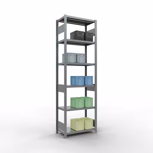 Productafbeelding nr. 14 van het artikel basisplank, legbord, insteeksysteem MULTIplus250, 2500 x 750 x 400 mm (HxBxD), 6 legborden, lengtestangen, verzinkt Figuur nr. 14 van het artikel basisrek, legplank, insteeksysteem MULTIplus250, 2500 x 750 x 400 mm, 6 legborden, lengtestangen, verzinkt uit de insteeksysteem productgroep van Schulte Lagertechnik.