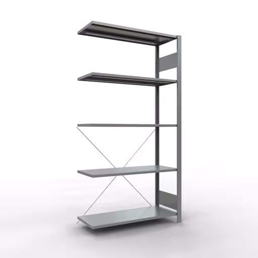 Figuur nr. 8 van het artikel aanbouwrekken, legbordstellingen, insteeksysteem MULTIplus85, 2000 x 1000 x 400 mm, 5 legborden, verzinkt uit de insteeksysteem productgroep van Schulte Lagertechnik.