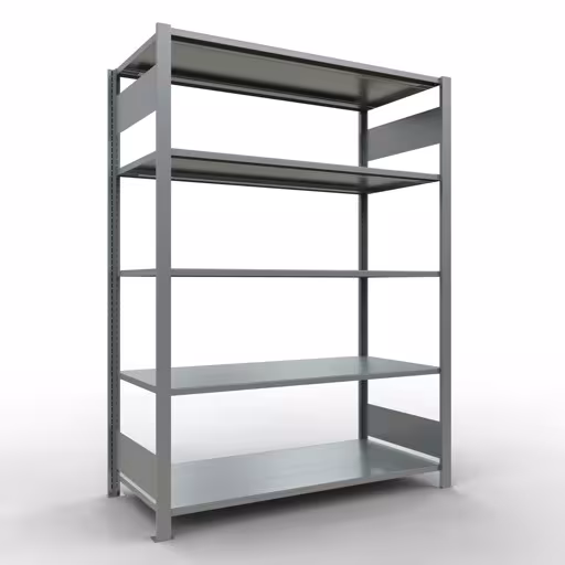 , kantoorreksysteem MULTIplus150, 1800 x 1300 x 600 mm, 5 legborden, verzinkt, zonder middenaanslag van Schulte Lagertechnik uit het assortiment kantoorrekken
