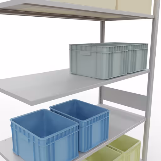 Productafbeelding nr. 7 van het artikel aanbouwrekken, legbord, insteeksysteem MULTIplus150, 3000 x 1300 x 600 mm, 7 legborden, RAL 7035 lichtgrijs uit het insteeksysteem-assortiment van Schulte Lagertechnik