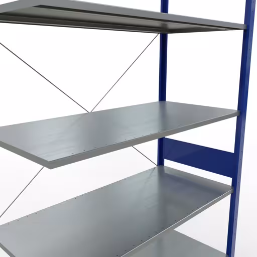 Andere weergave van het artikel Aanbouwplank, legbord-insteeksysteem MULTIplus150, 3000 x 1300 x 600 mm, 7 legborden, RAL 5010 gentiaanblauw/verzinkt uit de categorie insteeksysteem