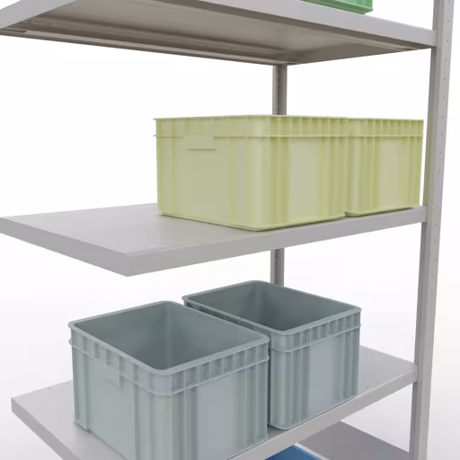 Productafbeelding nr. 14 van het artikel Aanbouwrekken, legbordstellingen, insteeksysteem MULTIplus250, 2000x1000x600 mm (HxBxD), 5 legborden, lengtestangen, RAL 7035 lichtgrijs Afbeelding nr. 14 van het artikel aanbouwrekken, legbordstellingen, insteeksysteem MULTIplus250, 2000 x 1000 x 600 mm, 5 legborden, lengtestangen, RAL 7035 lichtgrijs uit de productgroep insteeksysteem van Schulte Lagertechnik