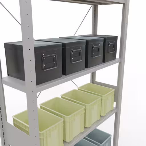 Figuur nr. 10 van het artikel basisrek, legbord-insteeksysteem MULTIplus85, 3000 x 1000 x 300 mm, 7 legborden, RAL 7035 lichtgrijs uit de productgroep insteeksysteem van Schulte Lagertechnik.