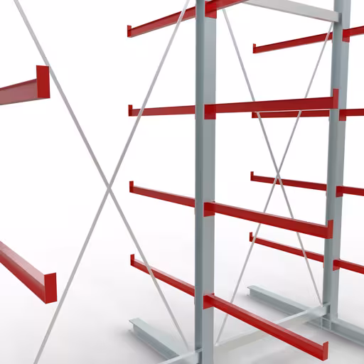 Afbeelding nr. 12 van artikel K 6000 complete stelling, dubbelzijdig, 3000 x 3000 x 2x 1000 mm, RAL 7001 / RAL 3000, 5 opslagniveaus uit de productgroep draagarmstellingen van Schulte Lagertechnik