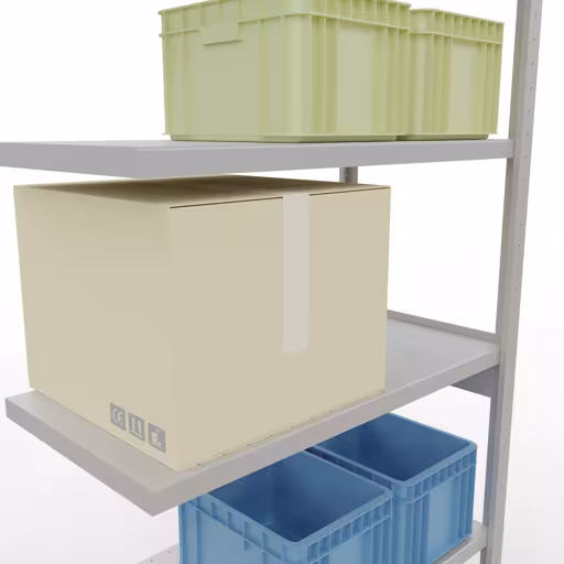 Afbeelding nr. 12 van het artikel aanbouwrekken, legbordstellingen, insteeksysteem MULTIplus330, 2500 x 1000 x 500 mm, 6 legborden, lengtestangen, RAL 7035 lichtgrijs uit de productgroep insteeksysteem van Schulte Lagertechnik