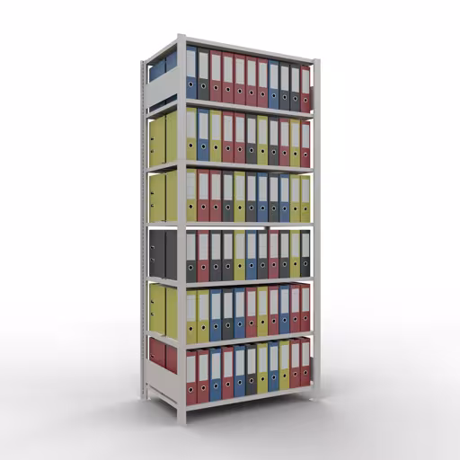 Productafbeelding nr. 16 van het artikel basisplank, kantoorplank, insteeksysteem MULTIplus150, 2300 x 1000 x 600 mm, 7 planken, lengtestangen, met middenaanslag, lichtgrijs Figuur nr. 16 van het artikel basisplank, kantoorplank, insteeksysteem MULTIplus150, 2300 x 1000 x 600 mm, 7 planken, met middenaanslag, lichtgrijs uit de productgroep kantoorplanken van het merk Schulte Lagertechnik.