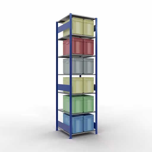 Basisplank, legbord, insteeksysteem MULTIplus150, 3000 x 750 x 800 mm, 7 legborden, RAL 5010 gentiaanblauw/verzinkt/verzinkt van het merk Schulte Lagertechnik uit het plug-in systeem-assortiment