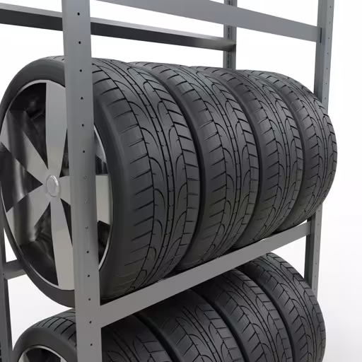 Figuur nr. 13 van het artikel basisrek, wielen-/bandenrek, 2000 x 1000 x 400 mm, verzinkt, 3 opslagniveaus met 150 kg vakbelasting per niveau uit de productgroep schapplanken van Schulte Lagertechnik