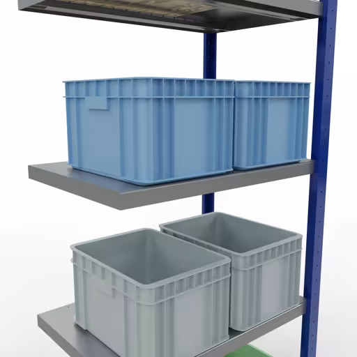 Afbeelding nr. 15 van het artikel aanbouwrekken, legbordstellingen, insteeksysteem MULTIplus250, 2000 x 750 x 500 mm, 5 legborden, lengtestangen, RAL 5010 gentiaanblauw/verzinkt/verzinkt uit de productgroep insteeksysteem van Schulte Lagertechnik.