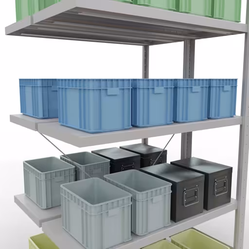 Aanbouwrekken, dubbele rekken, stellingsysteem MULTIplus250, 2000 x 1000 x (2x400) mm (HxBxD), 2x5 planken, kruisschoor, RAL 7035 lichtgrijs met artikelnr. 32145-A Aanbouwrekken, dubbele rekken, rekkensysteem MULTIplus250, 2000 x 1000 x (2x400) mm, 2x5 planken, kruisschoor, RAL 7035 lichtgrijs van Schulte Lagertechnik uit de categorie rekken