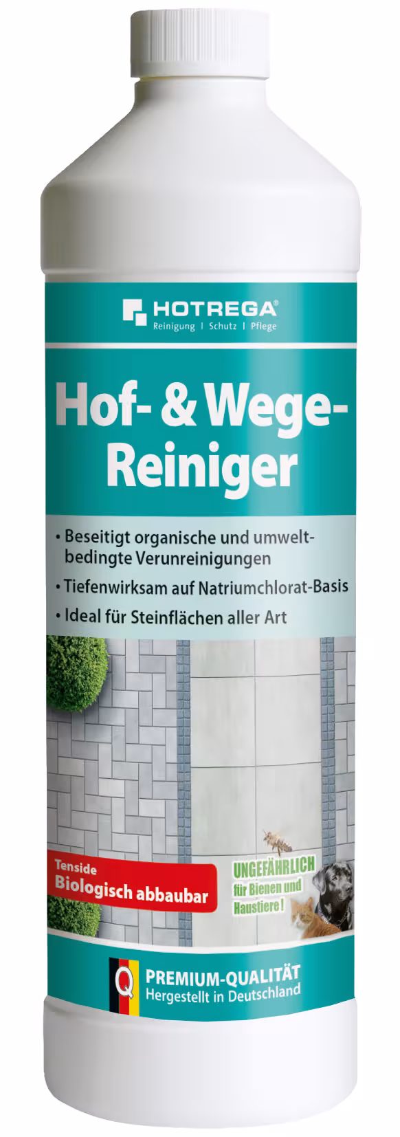 1tuin- en padreiniger 1 liter flesconcentraat | HOTREGA® uit de categorie tuinreinigers met GTIN 4029559091945 Tuin- en padreiniger | HOTREGA® van het merk Hotrega uit de categorie tuinreinigers
