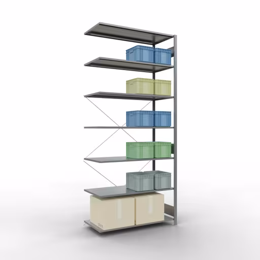 Insteeksysteem opzetplank 3000x1300x600 mm, type 150 kg, verzinkt met GTIN 4004514217806 Insteeksysteem opzetplank 3000x1300x600 mm, type 150 kg, verzinkt van Schulte Lagertechnik met het artikelnr. 12767-130